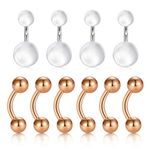 MODRSA 14G Belly Button Rings Stainless Steel Acrylic Bananabells Belly Bars 8MM for Women Men 10PCS