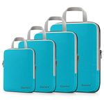 Gonex Compression Packing Cubes Extensible Organizer Bags For Travel Suitcase Organization Set of 4 Bags, Zipper, Turquoise