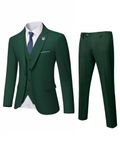 MrSure Men’s 3 Piece Suit Blazer, Slim Fit Tux with 2 Button, Jacket Vest Pants & Tie Set for Party, Wedding and Business Deep Green