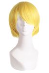 MapofBeauty Men's Short Straight Wig Cosplay Costume Wig (Golden)