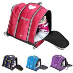 Sports boots backpack for kids girls boys ski, snowboard, skate or rollerblade boots, helmet, gloves and snacks perfect for ski, snowboard, skate, outdoor activities or travel VieGreenleaf (Pink Rose)