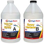 Magic Resin | 1 Gallon (3.8 L) 128oz | UV Resistant | Premium Quality Clear Epoxy Resin Kit | High Gloss Thick Clear Coat | Table Tops, Bar Tops, Counter Tops and Artworks | Excellent Color Stability