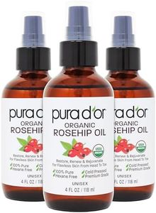 PURA D'OR ORGANIC Rosehip Seed Oil Hair Relaxer (4 Oz x3 = 12 Oz) 100% Pure Cold Pressed USDA Certified All Natural Anti-Aging, Scar Treatment, Gua Sha Massage, Face, Hair & Skin - Women & Men