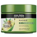 John Frieda Detox & Repair Masque 250 ml, Intensive Deep Conditioner for Dry, Stressed and Damaged Hair, Nourishing Hair Mask with Cannabis Sativa Seed Oil and Avocado