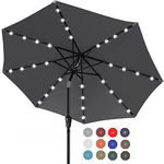 ABCCANOPY 7.5FT Patio Umbrella Ourdoor Solar Umbrella LED Umbrellas with 32LED Lights, Tilt and Crank Table Umbrellas for Garden, Deck, Backyard and Pool(Dark Gray)