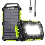 Solar Power Bank, 3A USB C Fast Charging 20000mAh Solar Charger with 3 Outputs & Dual Inputs, 10 LED Light Flashlight Portable External Battery Pack for Smartphones, Tablets and More