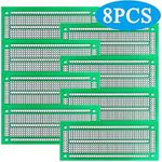 YUNGUI Printed Circuit Board,47X116MM PCB Strip Breadboard for Electronic Project and DIY Soldering(Pack of 8),Green