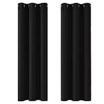 Deconovo Super Soft Room Darkening Curtains Thermal Insulated Eyelet Curtains Blackout Curtains for Boys Bedroom Black 42 x 84 Inch 2 Panels