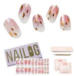 NAILOG Semi Cured Gel Nail Strips (20 Extra Long Polish Stickers / Wraps) │ Glossy & Long Lasting Soft Gel Finishing │Rose Land