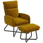 HOMCOM Modern Accent Chair with Ottoman, Upholstered Armchair with Footrest, Cross Metal Legs and Padded Cushion for Living Room, Bedroom, Yellow