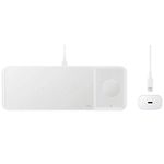 Samsung Electronics Wireless Charger Trio, Qi Compatible - Charge up to 3 Devices at Once for Galaxy Phones, Buds, Watches, and Apple iPhone Devices (White)
