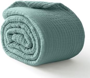 Kozyhvn 100% Cotton Muslin Blanket King 108" x 90", 6 Layers Breathable and Lightweight Cotton Throw Blanket for Bed, Soft Cooling Summer Gauze Blanket for Adults All Season, Teal