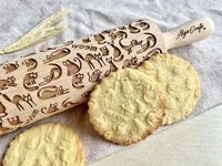 Meow CATS Embossing rolling pin. Wooden embossing rolling pin with cats. Gift for Cat lovers. Laser cut embossed dough roller for Embossed cookies or Pottery by Algis Crafts