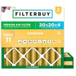 Filterbuy 20x20x4 Air Filter MERV 11 Allergen Defense (2-Pack), Pleated HVAC AC Furnace Air Filters Replacement (Actual Size: 19.38 x 19.38 x 3.63 Inches)