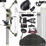 CENWTY Compound Bow Fishing Combo Kit 20-70 LBS Hunting Bow with Bowfishing Arrow and Fishing Reel for Bowfishing Archery Hunting, Complete Compound Bow Fishing Kit (Camo Right Hand)