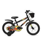 XCi Rebel 16T Black Yellow Kids, Single Speed Steel Frame Cycle, with Front Basket, Ideal for 4-6 Years Unisex