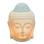 JOYFULBID Buddha Head Ceramic Hollow Aromatherapy Furnace Oil Candle Burner for Yoga or Meditation Room.for Yoga or Meditation Room.for Yoga Pilates Meditation Room 10 x 15 cm (White)