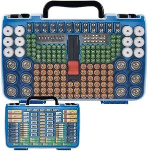 Battery Storage Organizer Case Holder Box with Tester, Double-Sided Batteries Fits for 269 Caddy Container AA AAA AAAA 3A 4A 9V C D Lithium 23A 4LR44 CR123A CR1632 CR2032 - Deep Blue