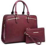 Dasein Women Satchel Handbags Shoulder Purses Totes Top Handle Work Bags with 3 Compartments (3-Burgundy)