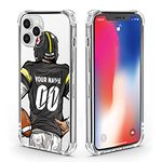 BOSTEPY Custom Name and Number Football Jersey Case for iPhone 15 14 13 12 11 Pro Max Mini Xr Xs X 7 8 Plus SE 2022 2020 6s 6 Personalized Team Style Clear Shockproof Phone Cover for Pittsburgh