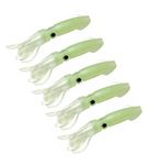 Mimilure Soft Luminous Octopus Trolling Saltwater Bait Squid Skirt Fishing Lures Glow in Dark,4.13inch,(5pcs)