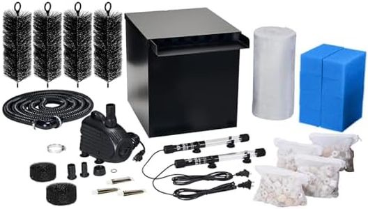 NFESOLAR Large Capacity Stainless Steel Pond Waterfall Filter System, 5-Stage Filtration, 1200 GPH Pump, Fits Ponds & Streams Up to 4500 Gallons N4333
