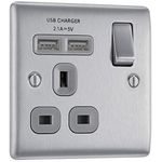 BG Electrical Fast Charging Switched Single Socket with Two Charging USB Ports