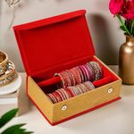 Kuber Industries Jewelry Bangle Box | Jewellery Case Organizer (2 Rod) Bangles Box for Women | Velvet Jewelry Box | Storage Organizer | Watch Organizer With Magnetic Buckles | Red