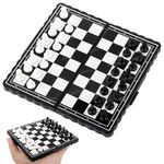 Zest 4 Toyz Small Magnetic Chessboard Game Set for Kids Travel Portable Case Chess Set with Folding Board 2 Players Travel Toys for Kids and Adults (Black and White)