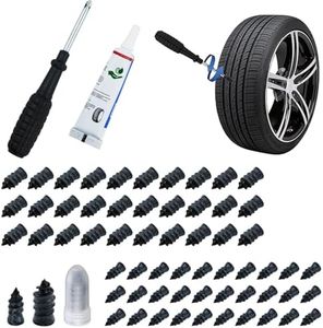Bntyok 60 Pcs Tire Repair Rubber Nail, Tire Repair Nail Tire Repair Rubber Screws Fast Tool Self-Service Tire Repair Nail Vacuum Suitable for Car Motorcycle Jeep Tire Puncture Repair