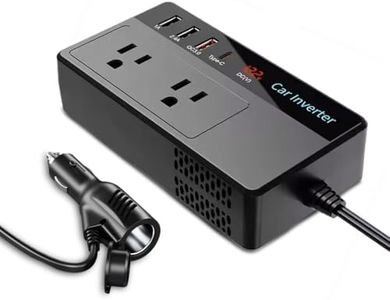 Virtutron 200 W High Power Car Inverter with Dual AC Outlets | USB 2.4A + 1A Outputs | 30 W Type-C Output and 12V DC to 220V AC | USB Q C3.0 Fast Laptop Charger with LED Display (Black)