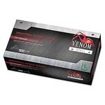 Venom Steel Rip Resistant Industrial Nitrile Gloves 2-Layer,Black White, Latex Rubber Free, Disposable, Large (Pack of 100)