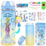 GirlsHome Decorate Your Own Water Bottle for Girls Age 4-6-8-10, Frozen Toys for Girls Painting Crafts, Fun Arts and Crafts Kits 6-12 Year Old Toddler Girls Birthday Christmas Gifts Toys