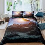 Duvet Cover King Outer Space Magical Bedding Set Mystery Theme Retro Comforter Cover with Pillow Shams Kids Teens Adults Quilt Cover Set Rock Moon Bed Covers King 3Pcs Bedclothes