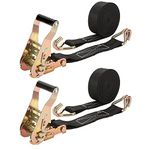 AKOLAFE 2PCS 6M Heavy Duty Ratchet Straps 2000kg Break Strength Ratchet Tie down Straps with Hooks Black Lashing Straps Securing Straps Tensioning Belts for Cargo, Trucks, Motorcycle, Trailer