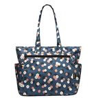 Floral Tote Water-resistant Large Shoulder Bag for Shopping School Work College Yoga Travel Beach Daily Use with Multi Pockets (cyan blue)