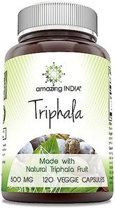 Amazing India Natural Triphala Supplement | 500 Mg per Serving | 120 Veggie Capsules | Non-GMO | Gluten-Free | Made in USA