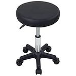 FURWOO Round Rolling Stool with Wheels Height Adjustable Stool Spa Stool for Salon Massage Home Kitchen Black