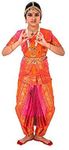 Bharatanatyam Girl's China Silk Costume (Multicolour, 28), Adult