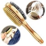 Grooming Brush for Dog & Cat, 2 in 1 Dog Pin Brush and Bristle Soft Brush, Dogs Comb and Brush for Cleaning Loose Fur & Dirt, Msuitable for Long and Short-haired Dogs or Cats