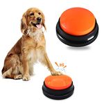 Qpets® Interactive Dog Toys, Voice Recording Button, Dog Buttons for Communication Pet Training Buzzer, 30 Second Record & Playback, Funny Gift for Study Office Home (Orange)