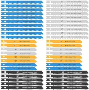 46 PCS Universal U-Shank Jig Saw Blade Set, for Wood Plastic Metal Cutting, HCS/HSS Jig Saw Blades Fit Most U Shank Jigsaws, Replace Bosch DEWALT SKIL Black and Decker Jigsaw Blades U Shank