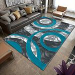 B&B Modern Living Room Rugs 120 x 170 - Super Soft High Dense Pile Washable Non Slip Thick Solid Color Area Rugs for Bedroom, Kitchen, Dining Room Teal - 120 x 170 cm