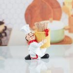 Kookee Polyresin Chef Toothpick Holder Tabletop for Dining Table, Home, Kitchen & Restaurant (10349)