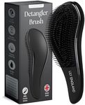 Lily England Detangle Hair Brush for Thick, Curly & Straight Hair - Detangling Hairbrush for Women, Kids & Toddlers with Flexible Bristles - Smooth Detangler for Wet & Dry Hair, Matte Black