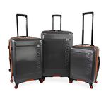 NAUTICA Roadie 3pc Hardside Luggage Set, Grey/Orange, Roadie 3pc Hardside Luggage Set