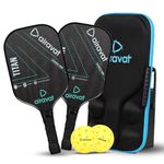 Airavat Titan Pickleballs Paddle Set of 2 Pieces Pickle Paddle, 2 Pc Pickleballs & 1 Pc Premium Bag Pickle Bag, 16mm Thickness | Pure Carbon Material (Black)