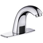 Touchless Bathroom Sink Faucet Automatic Motion Sensor Hands Free Faucet with Hole Cover Plate and Temperature Mixer,Commercial Solid Brass Faucet,AC/DC Powered,1 Hole or 3 Hole,Chrome(Faucet-BB)