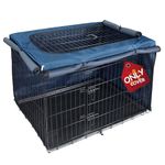 Explore Land Dog Crate Cover for 24 Inches Wire Cage, Heavy-Duty Lattice Pet Kennel Covers Compatible with 1 2 3 Doors Standard Metal Crate (Blue)