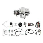 CCAUUB 125cc 4-Stroke Semi Auto Engine Motor, 4 Speed CDI Engine W/Reverse, Single Cylinder Air-Cooling Motor Electric Starter Engine Motor Complete Kit Fit Pit Atv Quad Bike Go Kart